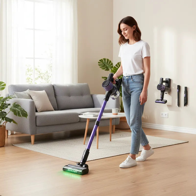 Cordless Vacuum Cleaner, 55Kpa/500W/45min 10-in-1 Powerful Stick Lightweight Vacuum Cleaner for Home Pet Hair/Hard Floor/Carpet