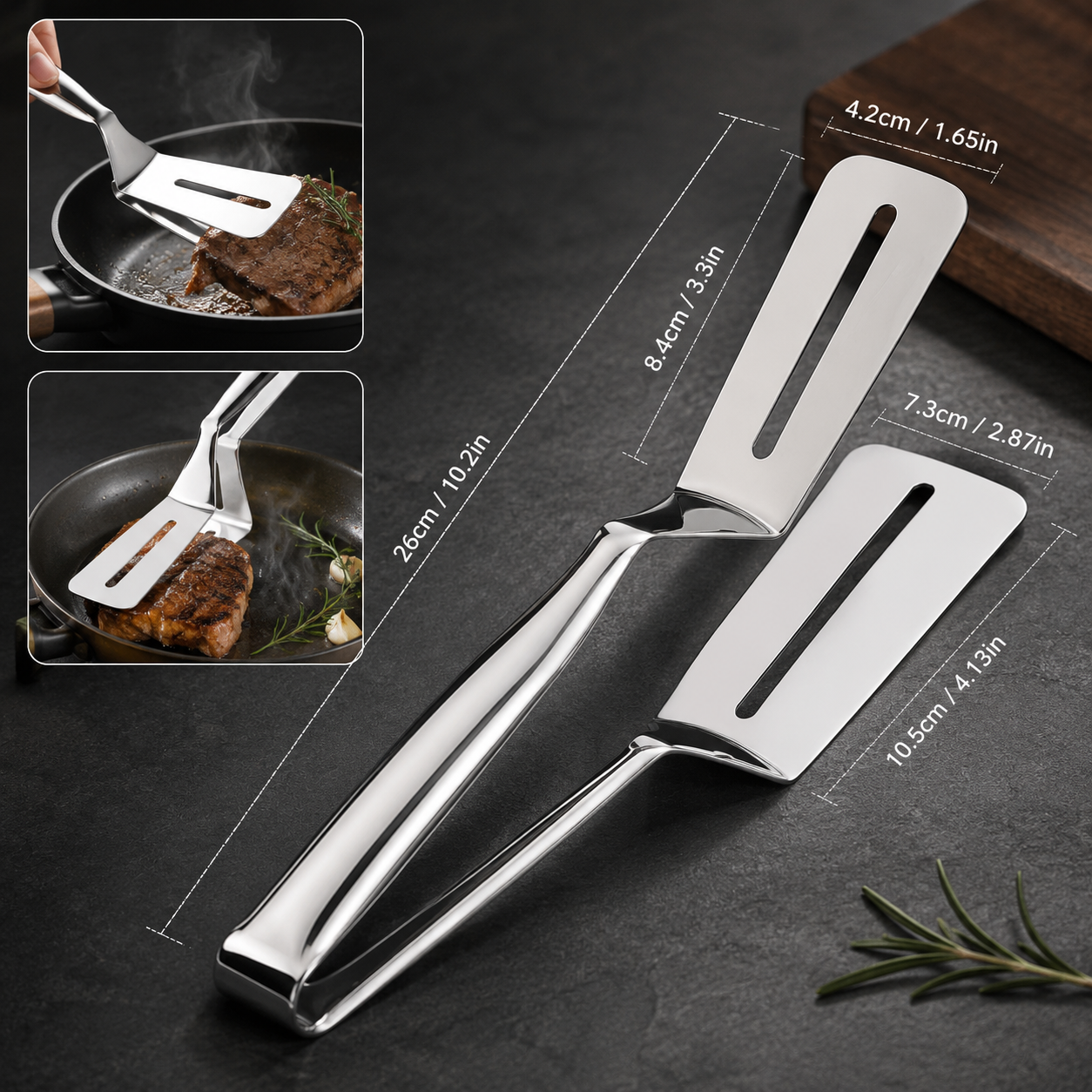 Stainless Steel Frying Shovel Clip Multifunctional Steak BBQ Tongs Frying Fish Spatula Clip Bread Clip Household Kitchen Tool