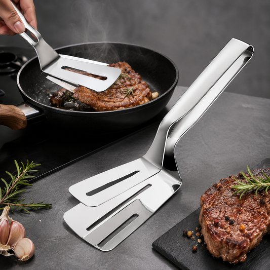 Stainless Steel Frying Spatula Clip Multifunctional Steak BBQ Tongs Frying Fish Spatula Clip Bread Clip Household Kitchen Tool