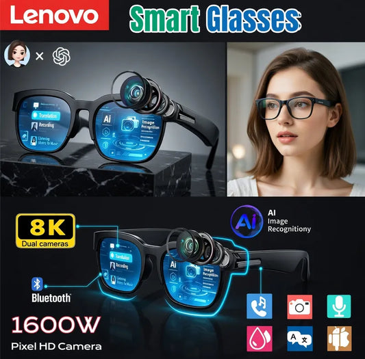 Lenovo Smart Glasses 2026 New AI Translation Bluetooth Conversation Recording Listening To Music Men Women Smart Sunglasses