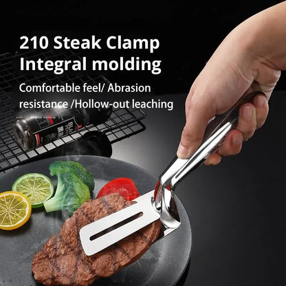 Stainless Steel Frying Shovel Clip Multifunctional Steak BBQ Tongs Frying Fish Spatula Clip Bread Clip Household Kitchen Tool