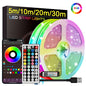 Tira de luces LED RGB de 5 m, 10 m, 20 m o 30 m con control mediante aplicación. Cinta LED flexible para decorar habitaciones, dormitorios y otros espacios.