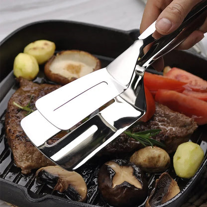 Stainless Steel Frying Shovel Clip Multifunctional Steak BBQ Tongs Frying Fish Spatula Clip Bread Clip Household Kitchen Tool